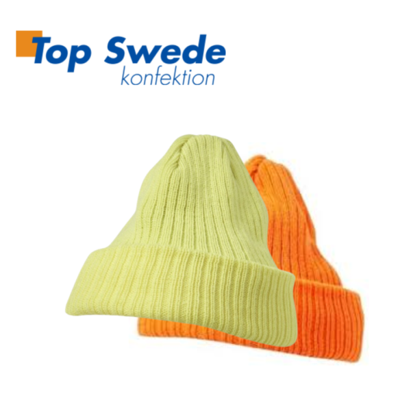 Top Swede - Ribbstickad Mössa - Gul/Orange