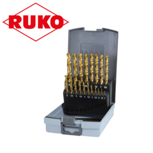 RUKO - Borrsats 19 delar, 1-10mm TiN
