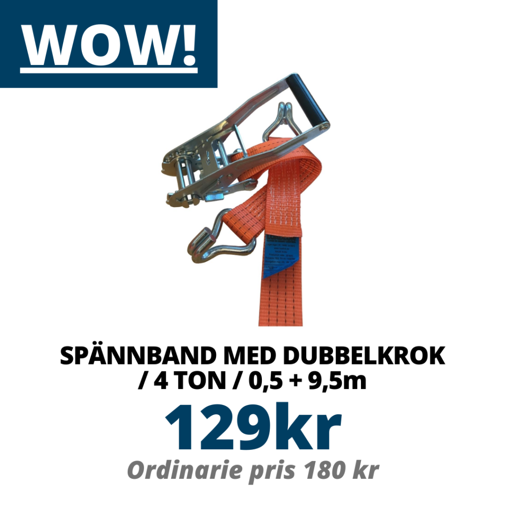 Spännband med dubbelkrok för 4 ton – 0,5+9,5m