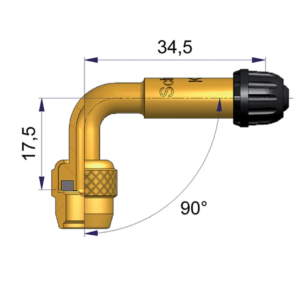 LV-ventil böjd 34,5mm 90gr